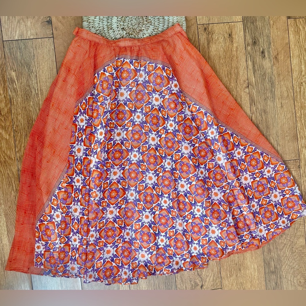 Vibrant Orange Patterned Women's Skirt